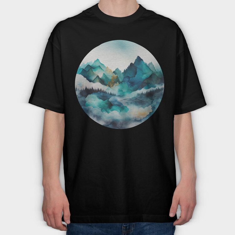 Mountain Peaks Serenity, Tricou Oversize Barbati (Unisex)
