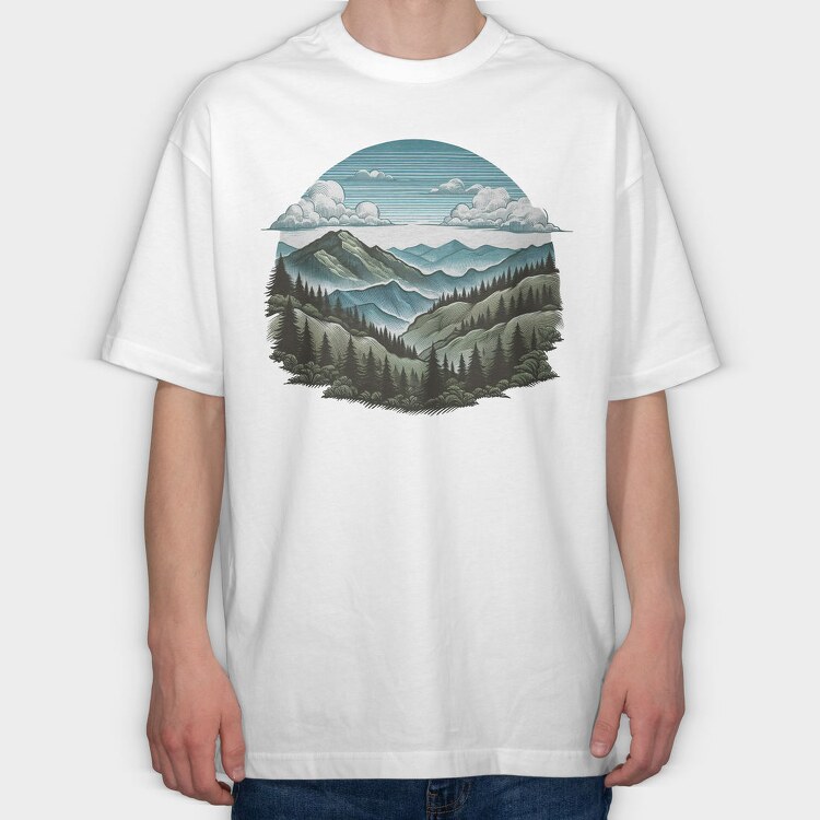 Mountain Forest Clipart, Tricou Oversize Barbati (Unisex)
