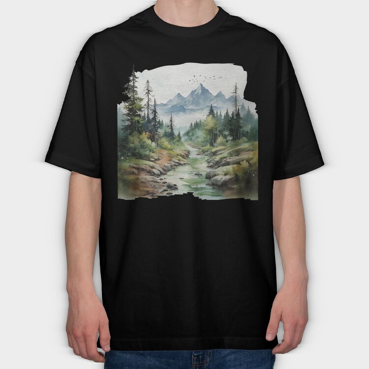 Mountain Stream Peace, Tricou Oversize Barbati (Unisex)