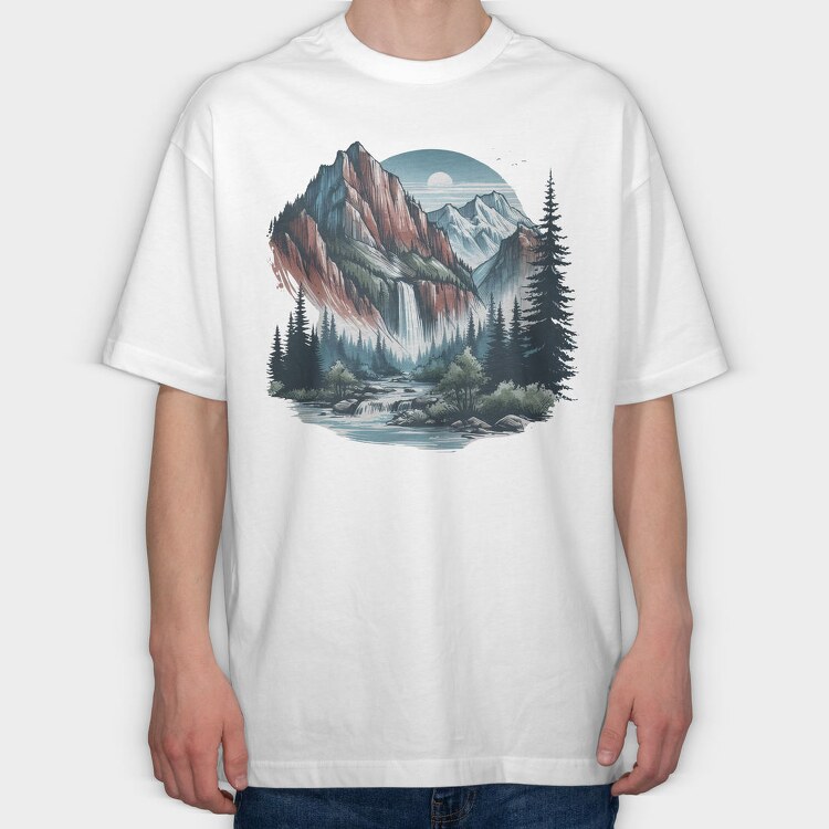 Mountain River Night, Tricou Oversize Barbati (Unisex)