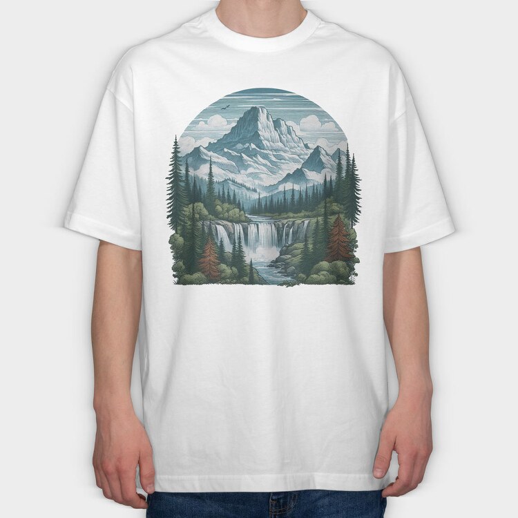 Mountain Forest Falls, Tricou Oversize Barbati (Unisex)