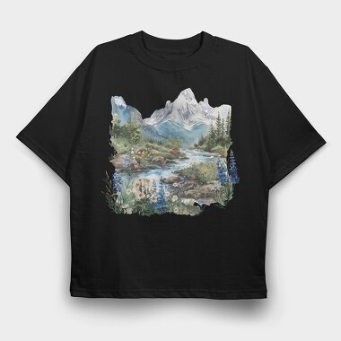 Mountain Summer Blooms, Tricou Oversize Barbati (Unisex)