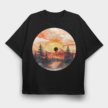 Mountain Sunset Birds, Tricou Oversize Barbati (Unisex)