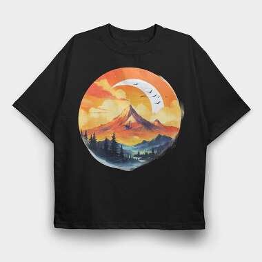 Mountain Sunset Peaks, Tricou Oversize Barbati (Unisex)