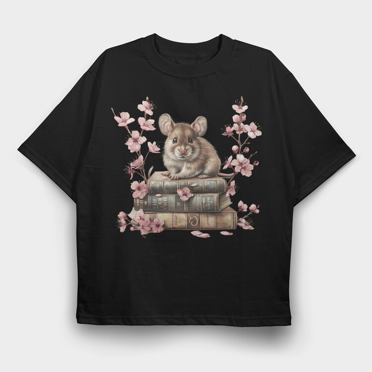 Mouse Books Blossoms, Tricou Oversize Barbati (Unisex)