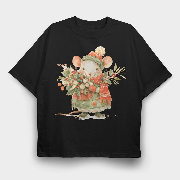 Mouse Christmas Bouquet, Tricou Oversize Barbati (Unisex)