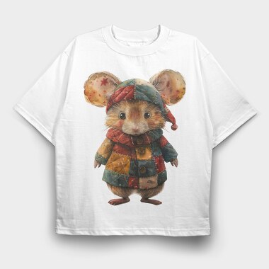 Mouse Christmas Patchwork, Tricou Oversize Barbati (Unisex)