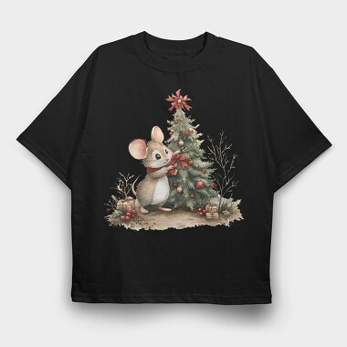 Mouse Christmas Tree, Tricou Oversize Barbati (Unisex)