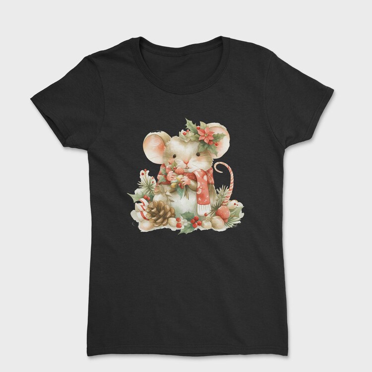 Mouse Christmas Wreath, Tricou Femei