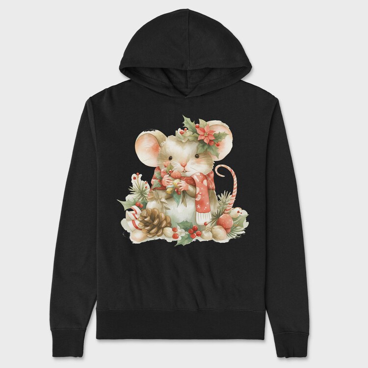 Mouse Christmas Wreath, Hanorac Oversize Barbati (Unisex)