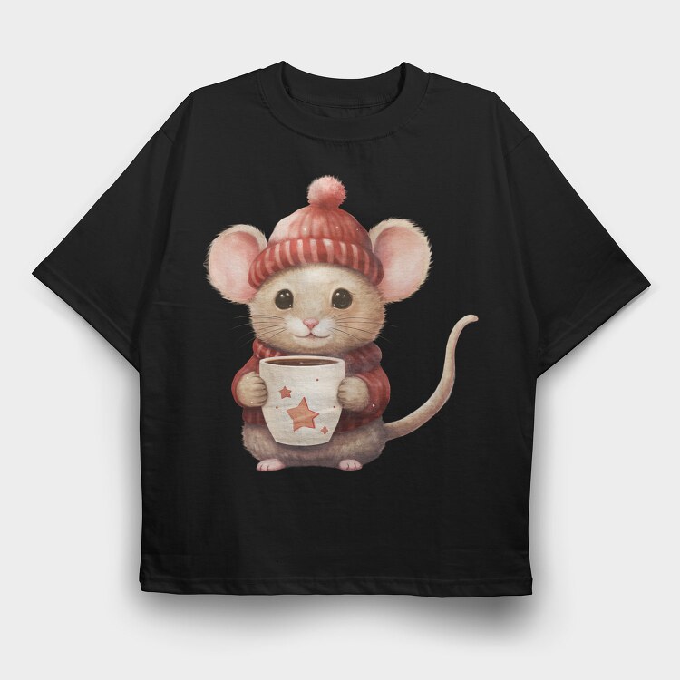 Mouse Coffee Cup, Tricou Oversize Barbati (Unisex)