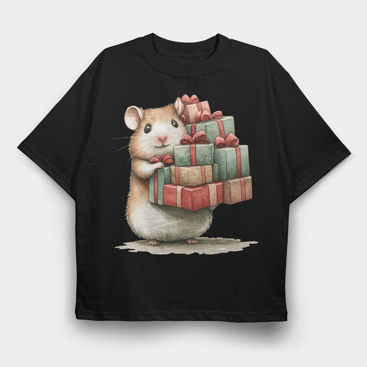 Mouse With Gifts, Tricou Oversize Barbati (Unisex)