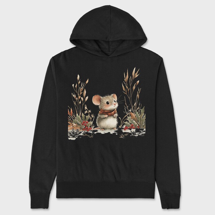 Mouse With Scarf, Hanorac Oversize Barbati (Unisex)