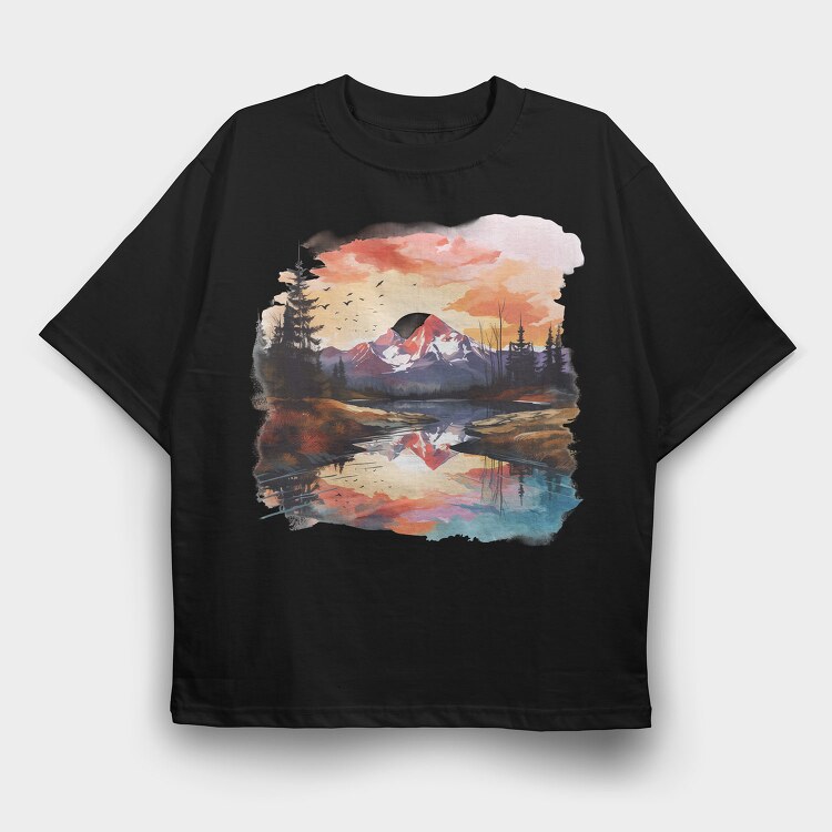 Mtn Sunset Club, Tricou Oversize Barbati (Unisex)