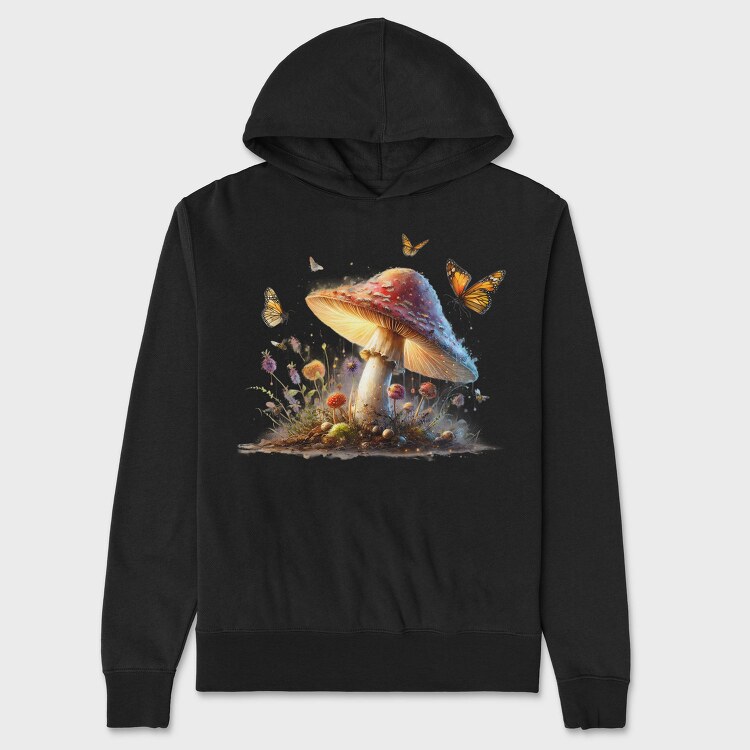 Mushroom Butterfly Magic, Hanorac Oversize Barbati (Unisex)