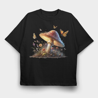 Mushroom Butterfly Magic, Tricou Oversize Barbati (Unisex)