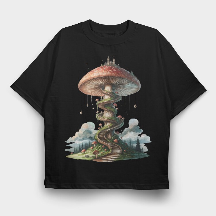Mushroom Castle Stairs, Tricou Oversize Barbati (Unisex)