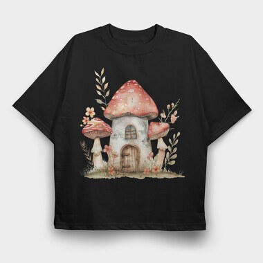 Mushroom Cottage Magic, Tricou Oversize Barbati (Unisex)