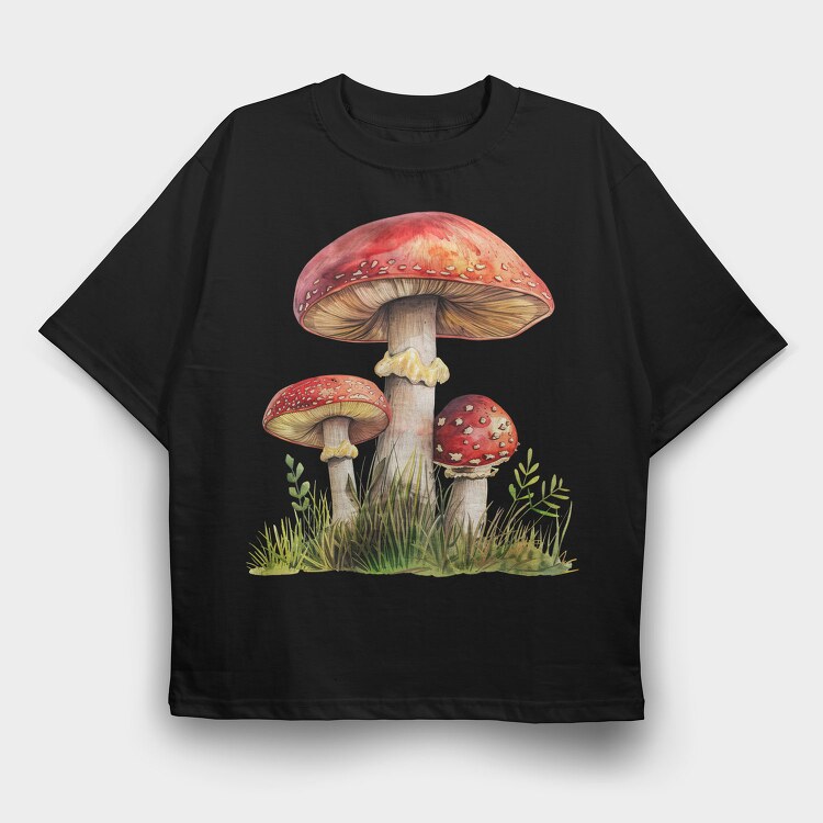 Mushroom Fairytale Clipart, Tricou Oversize Barbati (Unisex)