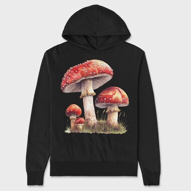 Mushroom Family Watercolor, Hanorac Oversize Barbati (Unisex)