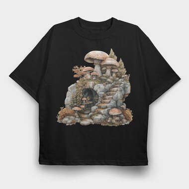 Mushroom Garden Cliff, Tricou Oversize Barbati (Unisex)