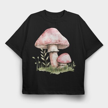 Mushroom Garden Clipart, Tricou Oversize Barbati (Unisex)