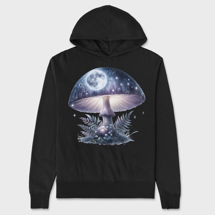 Mushroom Glowing Night, Hanorac Oversize Barbati (Unisex)