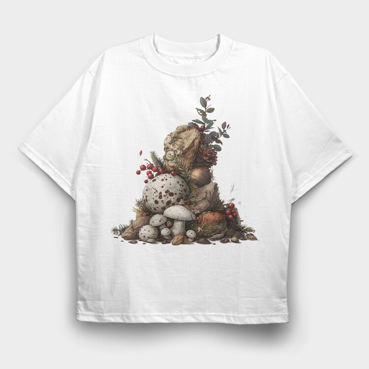 Mushroom Holiday Berry, Tricou Oversize Barbati (Unisex)