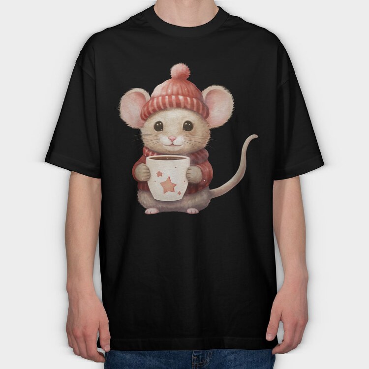 Mouse Coffee Cup, Tricou Oversize Barbati (Unisex)
