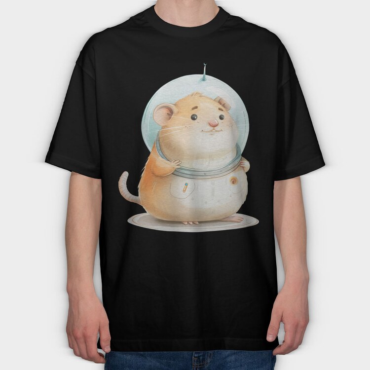 Mouse In Space Helmet, Tricou Oversize Barbati (Unisex)