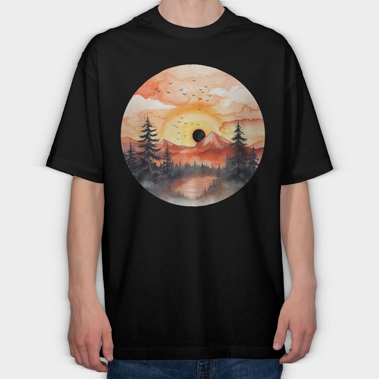 Mountain Sunset Birds, Tricou Oversize Barbati (Unisex)