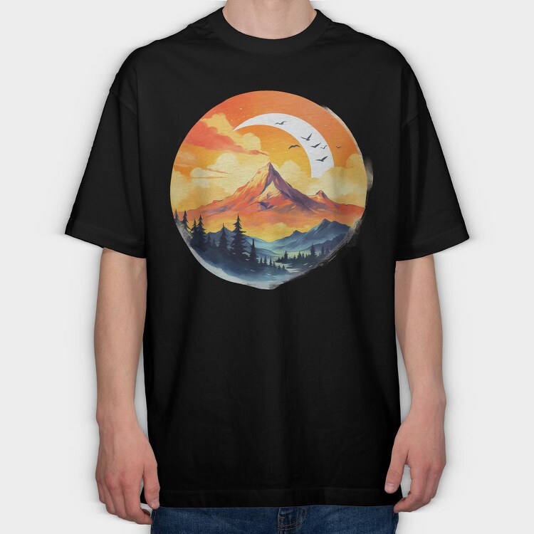 Mountain Sunset Peaks, Tricou Oversize Barbati (Unisex)