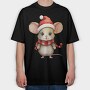 Mouse Santa Hat, Tricou Oversize Barbati (Unisex)