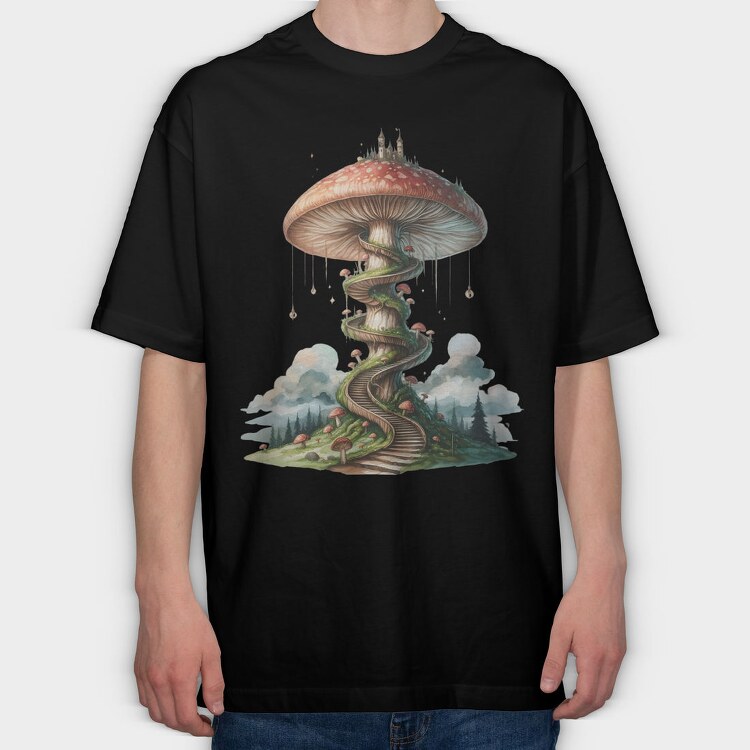 Mushroom Castle Stairs, Tricou Oversize Barbati (Unisex)