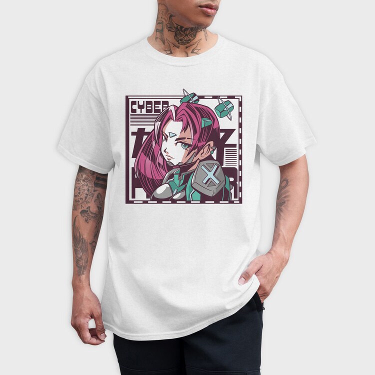 Cyberpunk Girl 1, Tricou Barbati (Unisex)