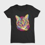 Colorful Cat Face Full Color, Tricou Femei
