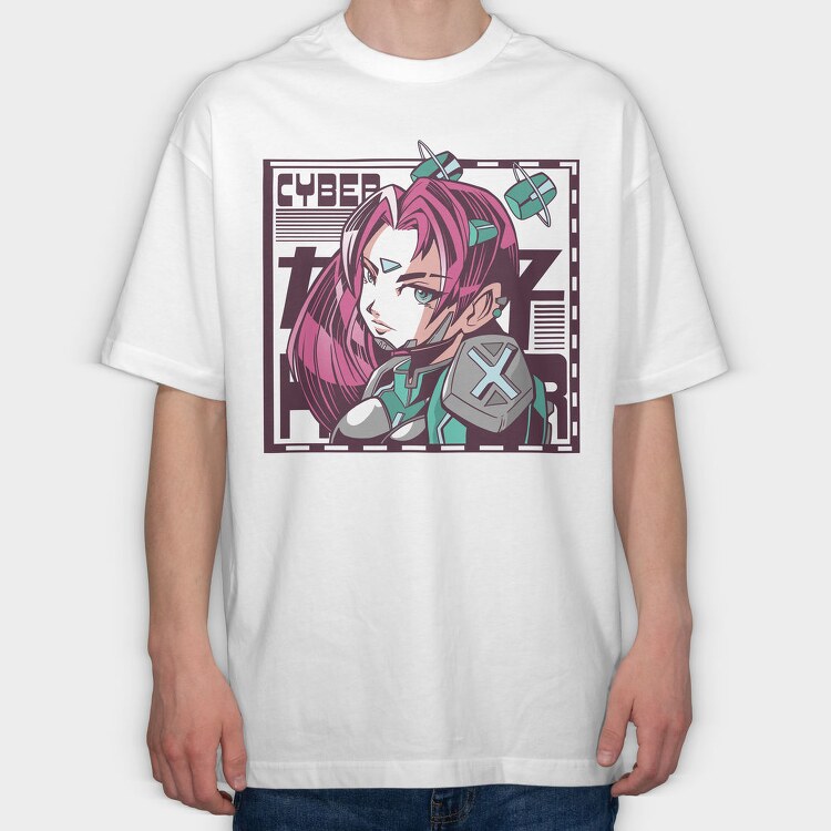 Cyberpunk Girl 1, Tricou Oversize Barbati (Unisex)
