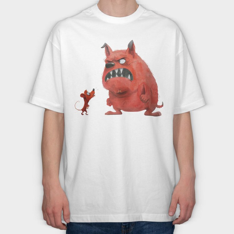 Mouse Vs Monster, Tricou Oversize Barbati (Unisex)