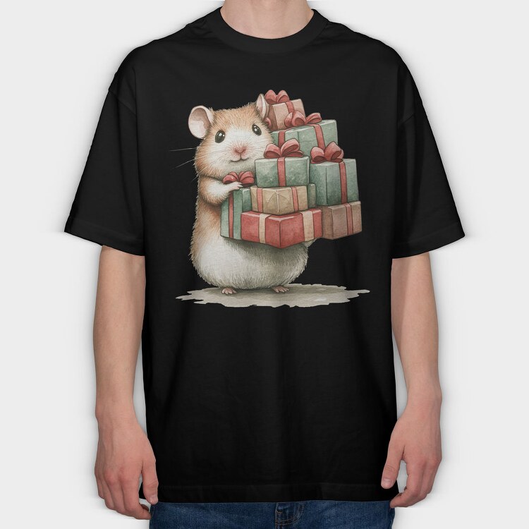 Mouse With Gifts, Tricou Oversize Barbati (Unisex)