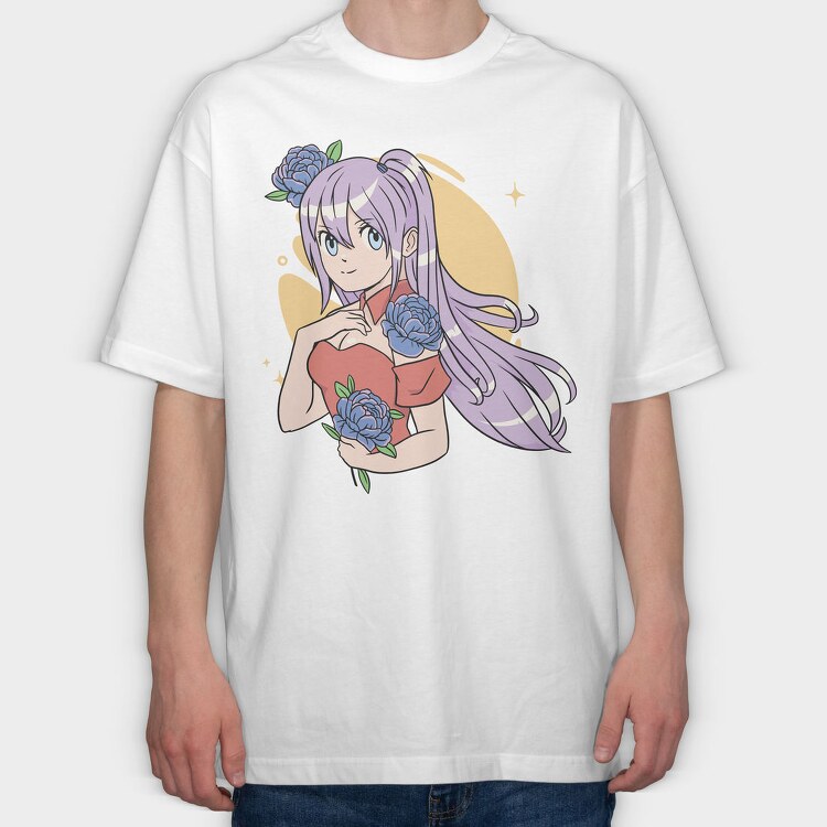 Peony Heart Girl, Tricou Oversize Barbati (Unisex)