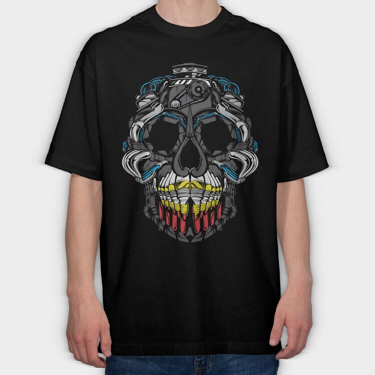 Cyberpunk Skull, Tricou Oversize Barbati (Unisex)
