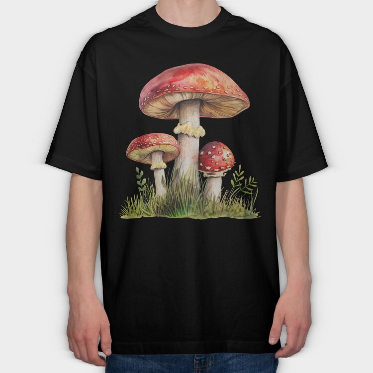 Mushroom Fairytale Clipart, Tricou Oversize Barbati (Unisex)