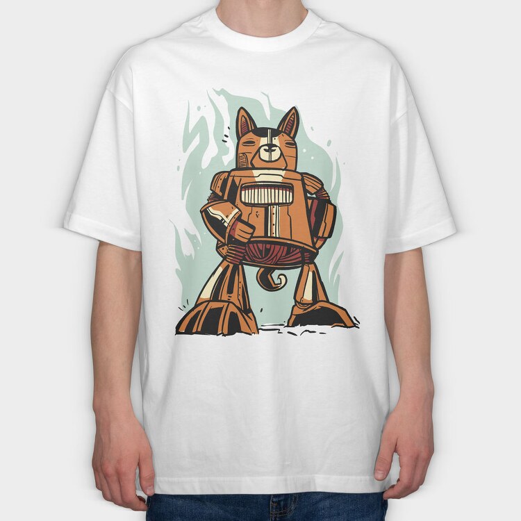 Cyborg Cat, Tricou Oversize Barbati (Unisex)