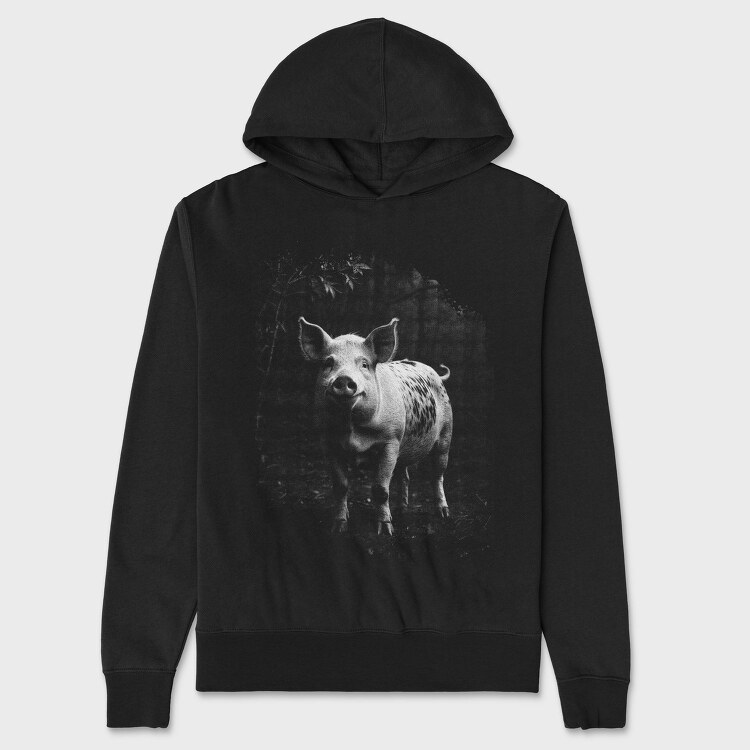 Realistic Pig in Nature, Hanorac Oversize Barbati (Unisex)