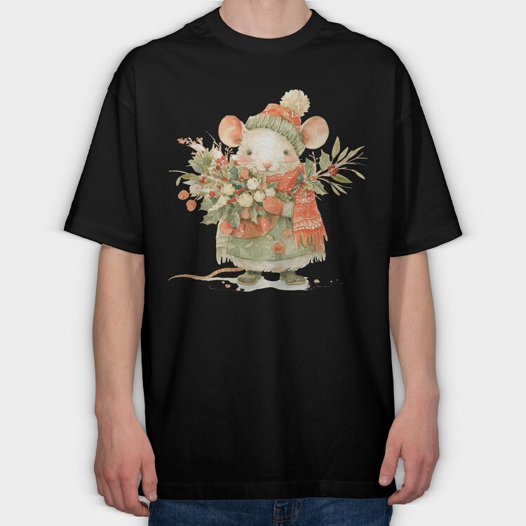 Mouse Christmas Bouquet, Tricou Oversize Barbati (Unisex)