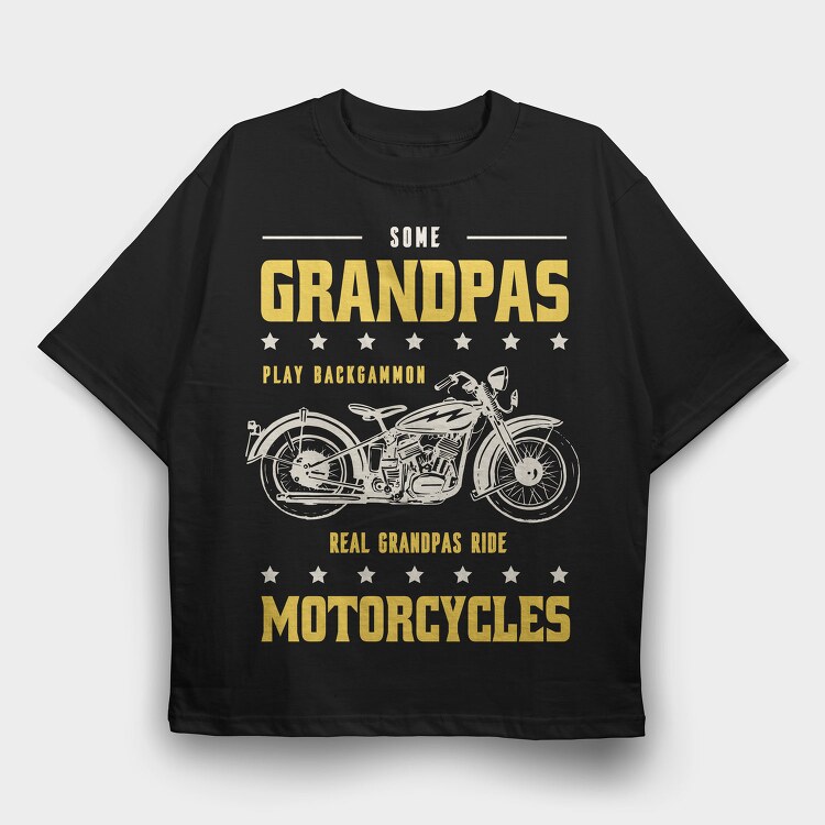 Real Graandpas Ride Motorcycles, Tricou Oversize Barbati (Unisex)