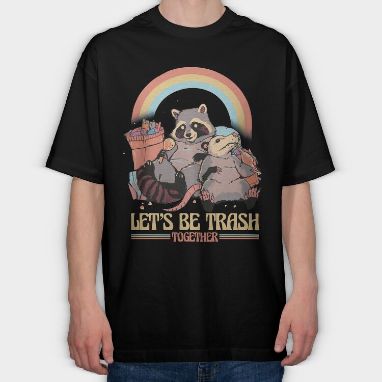 Raccoon Possum Garbage Rainbow, Tricou Oversize Barbati (Unisex)
