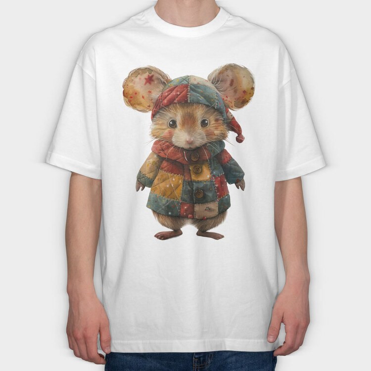 Mouse Christmas Patchwork, Tricou Oversize Barbati (Unisex)