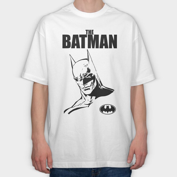 Batman Black And White, Tricou Oversize Barbati (Unisex)