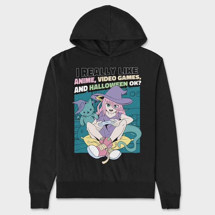 Halloween Gaming Witch, Hanorac Oversize Barbati (Unisex)